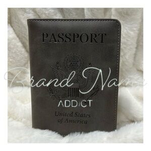 Gray Basic Faux Leather USA Passport Wallet